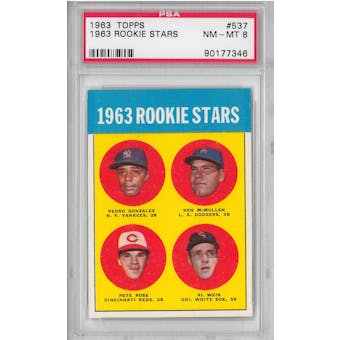 1963 Topps Baseball #537 Pete Rose PSA 8 (NM-MT) Rookie *7346