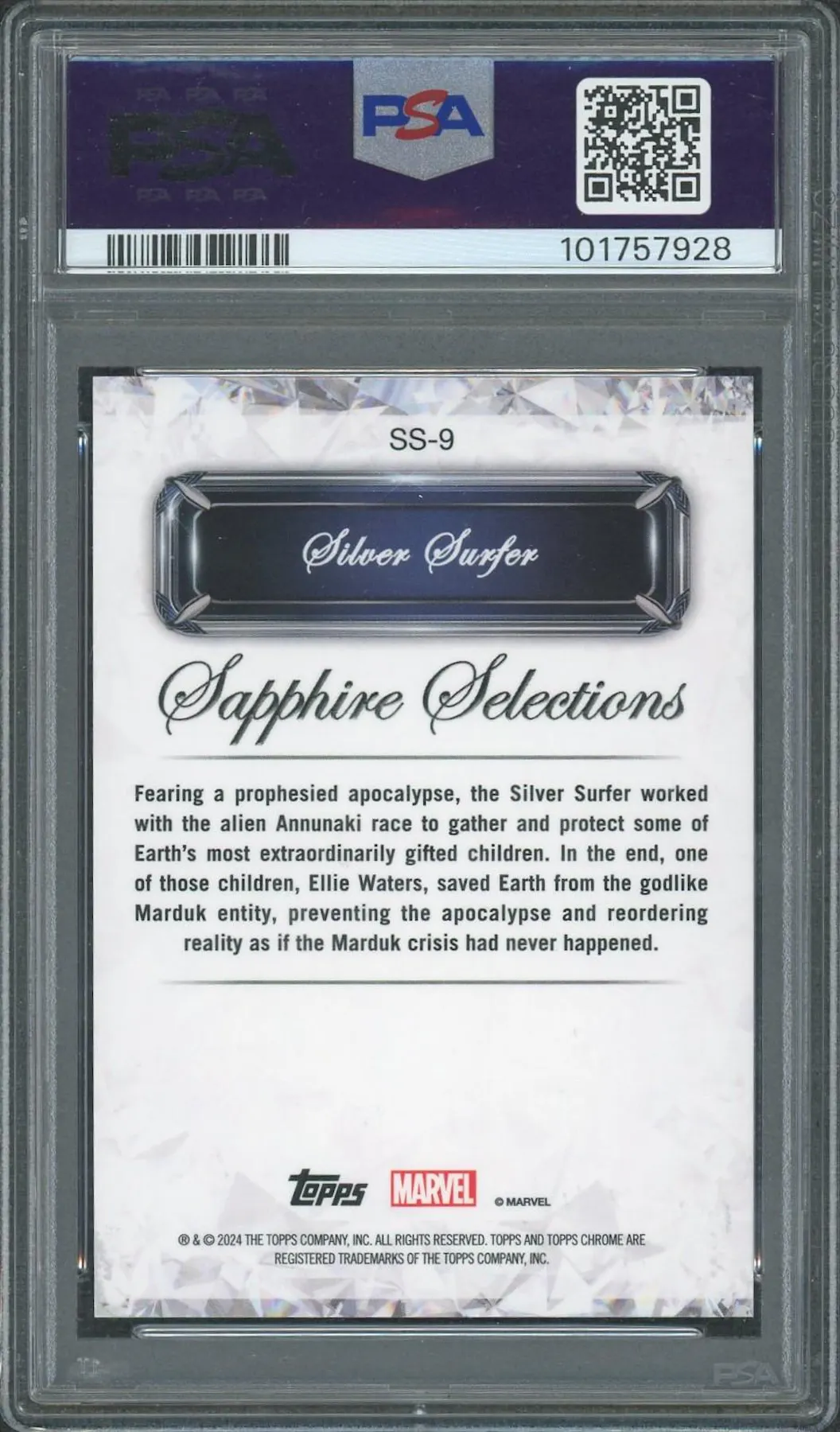 2024 Topps Chrome Marvel Sapphire Silver Surfer /15 Purple PSA 10 | DA Card World 2024 Topps Chrome Marvel Sapphire Silver Surfer /15 Purple PSA 10 | DA Card World