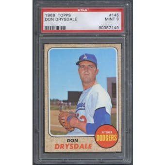 1968 Topps Baseball #145 Don Drysdale PSA 9 (MINT) *7149