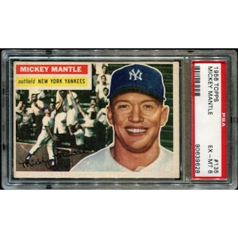 1956 Topps Baseball #135 Mickey Mantle PSA 6 (EX-MT) *9628