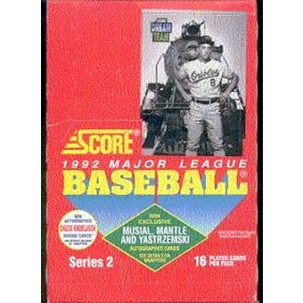1992 Score Series 2 Baseball Wax Box