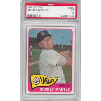 1965 Topps Baseball #350 Mickey Mantle PSA 5 (EX) *0405
