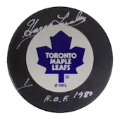 Harry Lumley Autographed Maple Leafs Hockey Puck (HOF 1980) JSA CK72252 (Reed Buy)