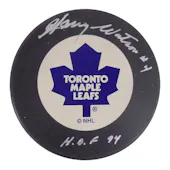 Harry Watson Autographed Maple Leafs Hockey Puck (HOF 94) JSA CK72267 (Reed Buy)