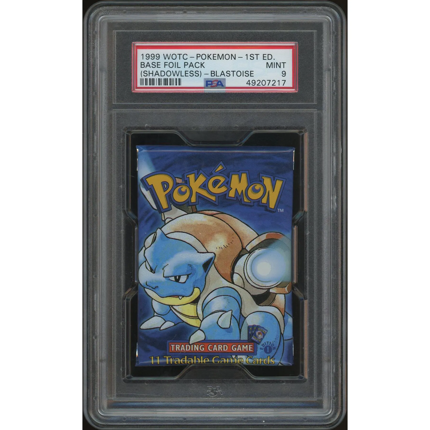 Pokemon Base Set 1st Edition Shadowless Booster Pack Blastoise Art Graded PSA 9 *217 | DA Card World Pokemon Base Set 1st Edition Shadowless Booster Pack Blastoise Art Graded PSA 9 *217 | DA Card World