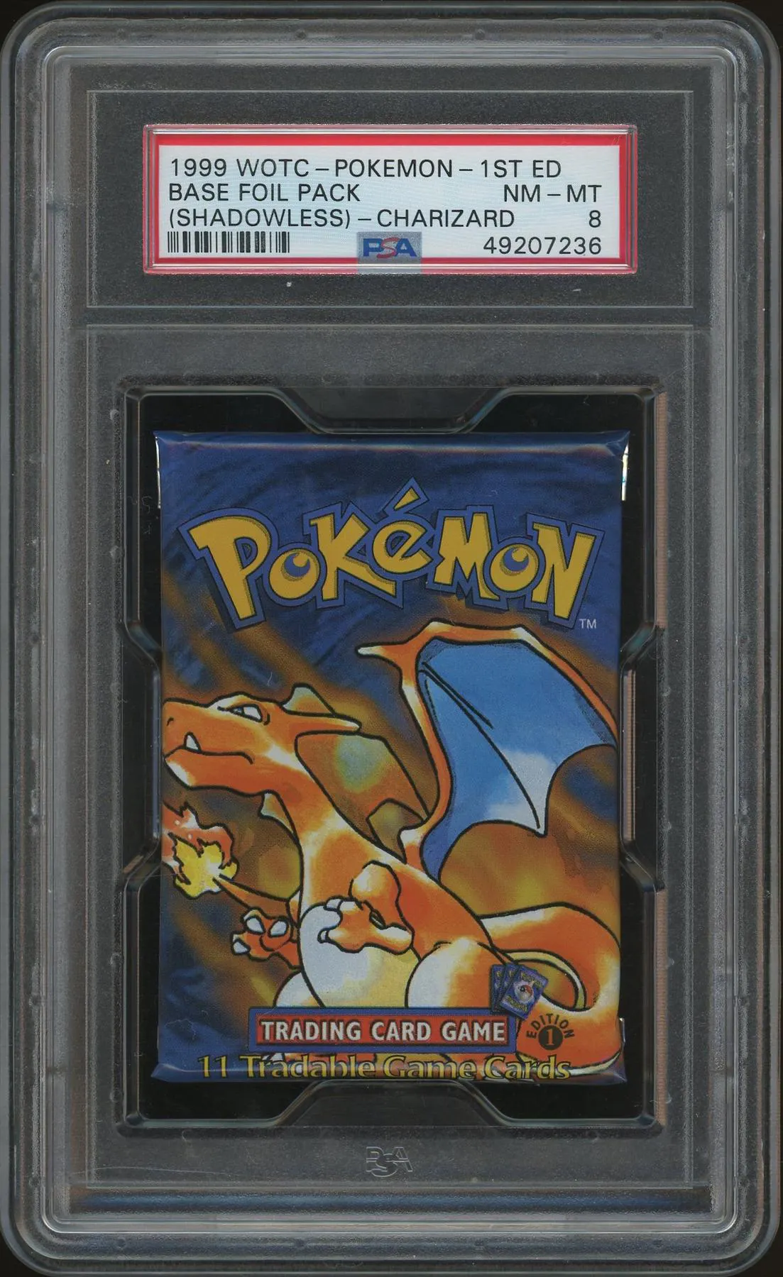 Pokemon Base Set 1st Edition Shadowless Booster Pack Charizard Art Graded PSA 8 *236 | DA Card World Pokemon Base Set 1st Edition Shadowless Booster Pack Charizard Art Graded PSA 8 *236 | DA Card World