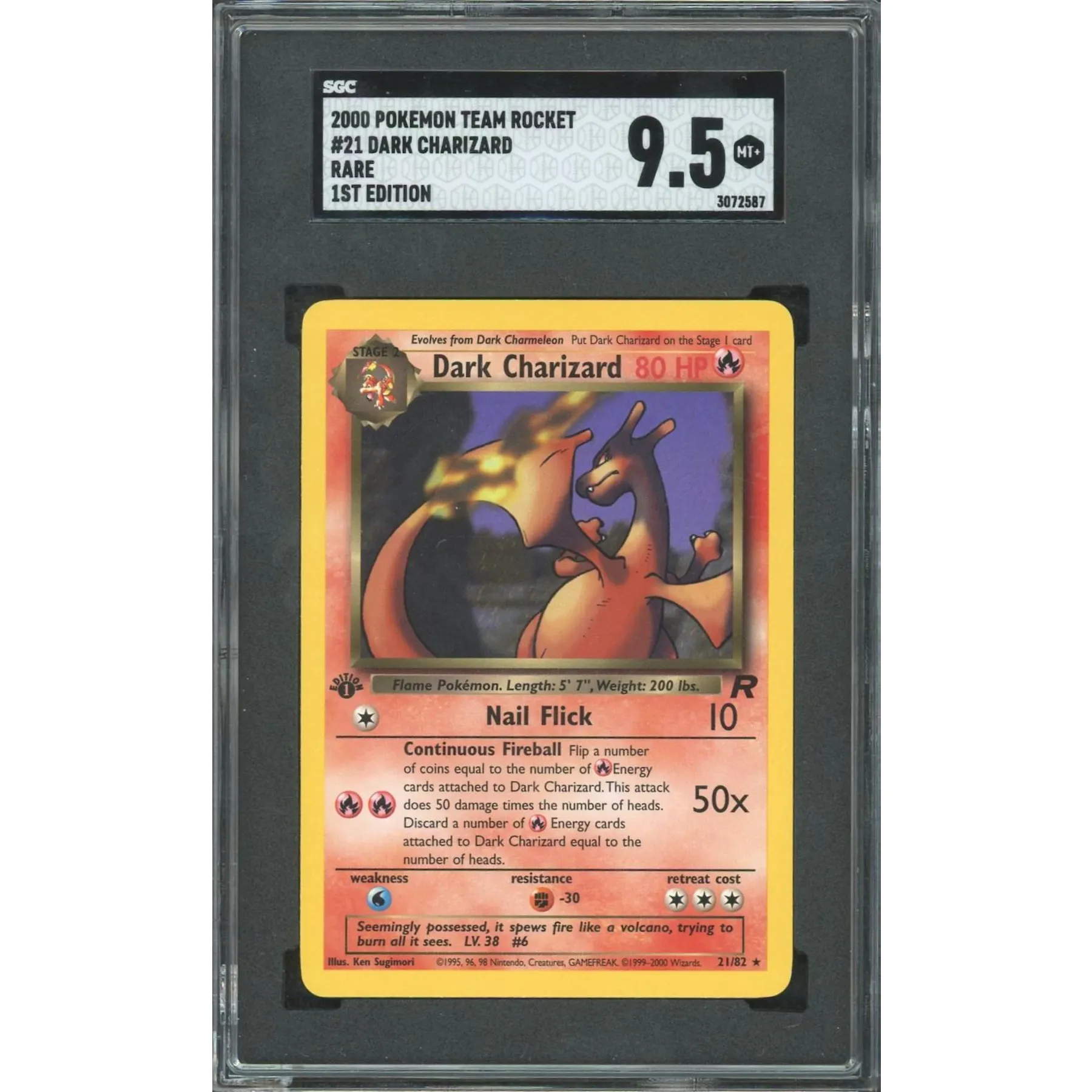 2000 Pokemon Team Rocket Dark Charizard 1st Edition SGC 9.5 | DA Card World 2000 Pokemon Team Rocket Dark Charizard 1st Edition SGC 9.5 | DA Card World