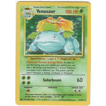 Pokemon Base Set 1 Single Venusaur 15/102 - SLIGHT PLAY