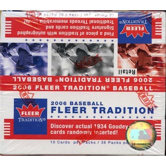 2006 Fleer Tradition Baseball 36-Pack Box
