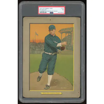 1911 T3 Turkey Red Cabinets #125 Ed Walsh checklist back PSA 1 *5072 (Reed Buy)