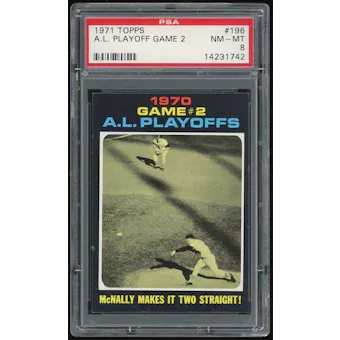 1971 Topps #196 AL Playoff Game 2 PSA 8 *1742 (Reed Buy)