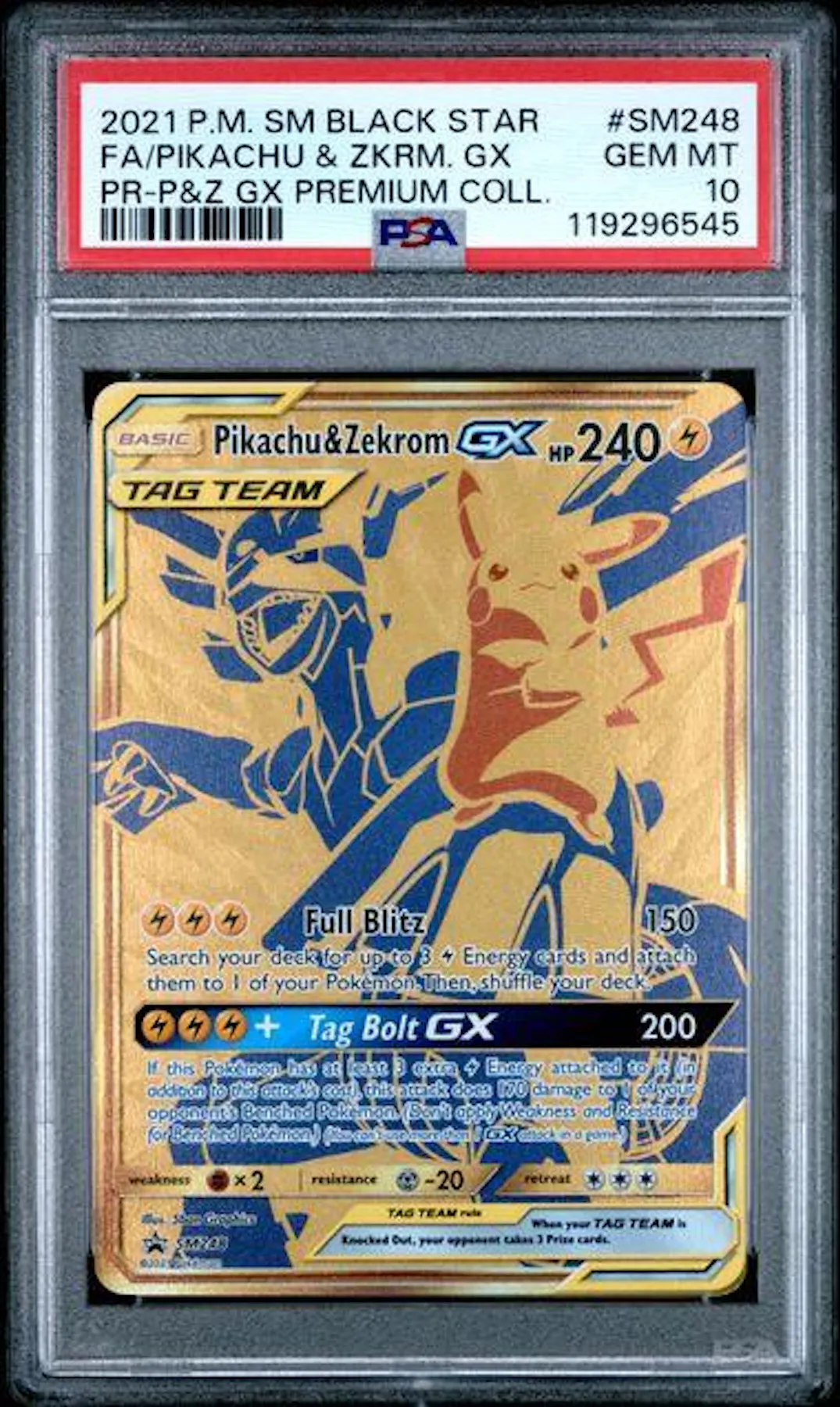 2021 Pokemon SM Black Star Promo Pikachu & Zekrom GX Tag Team Premium Collection #SM248 PSA 10 | DA Card World 2021 Pokemon SM Black Star Promo Pikachu & Zekrom GX Tag Team Premium Collection #SM248 PSA 10 | DA Card World