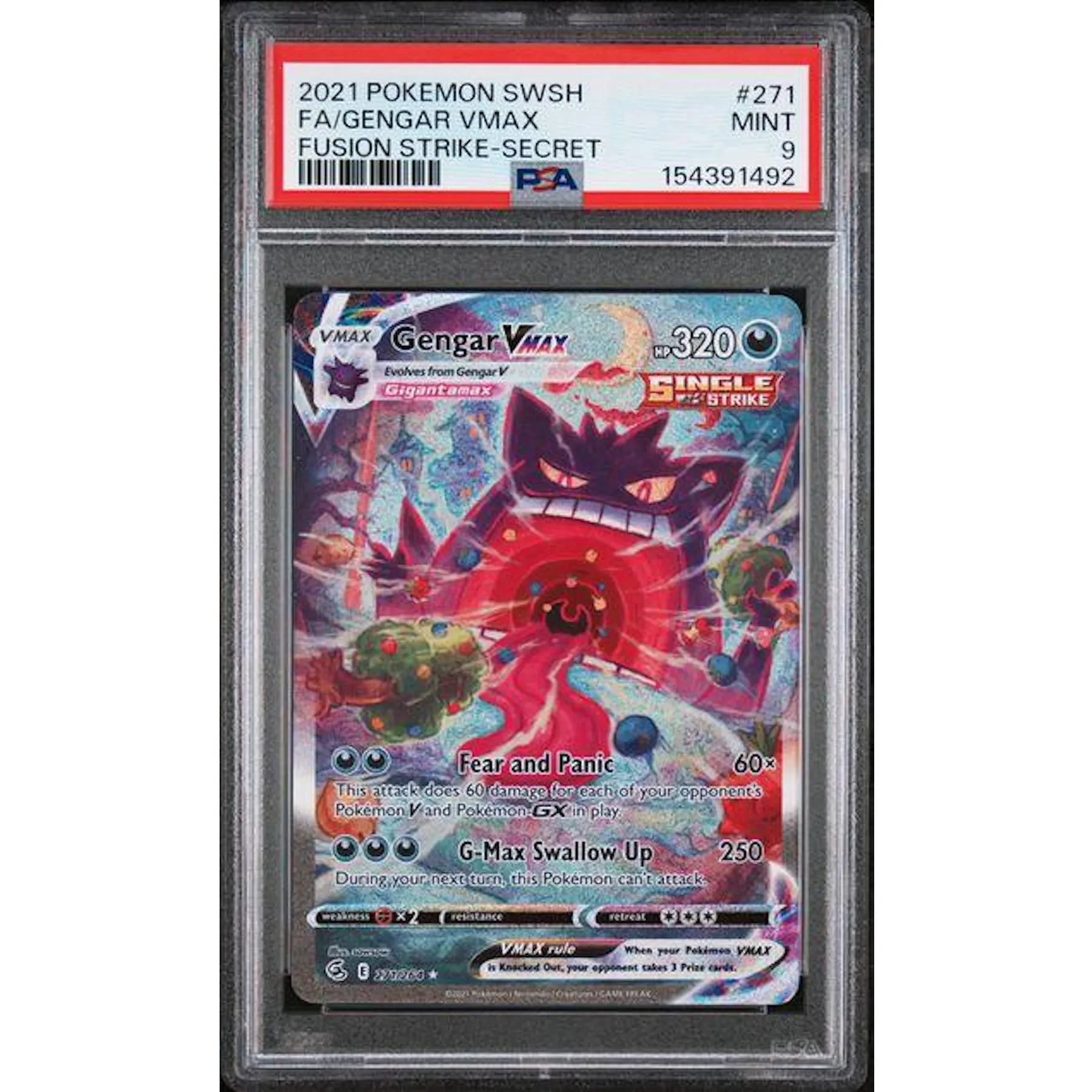 2021 Pokemon Fusion Strike Gengar Vmax Secret #271 PSA 9 | DA Card World 2021 Pokemon Fusion Strike Gengar Vmax Secret #271 PSA 9 | DA Card World