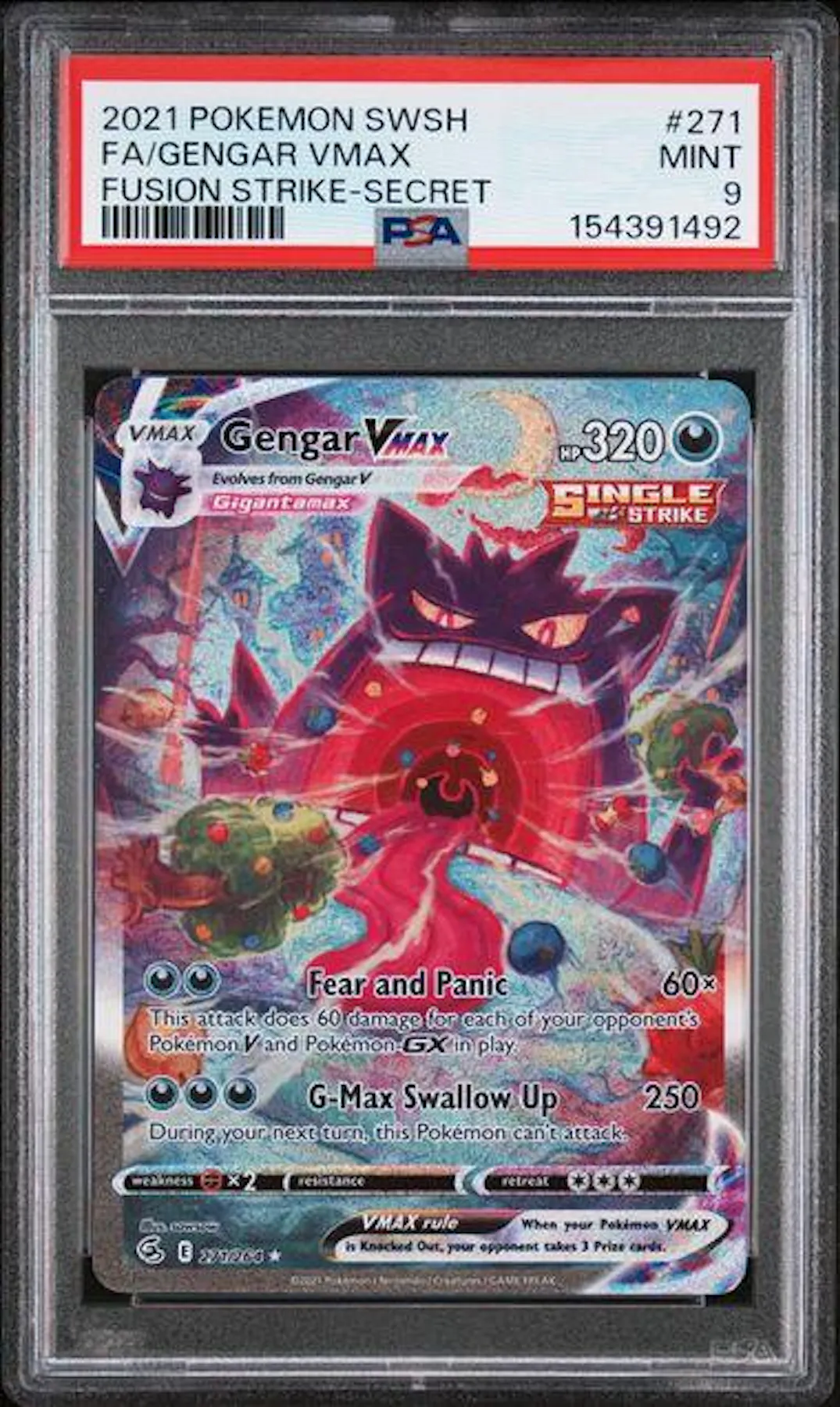 2021 Pokemon Fusion Strike Gengar Vmax Secret #271 PSA 9 | DA Card World 2021 Pokemon Fusion Strike Gengar Vmax Secret #271 PSA 9 | DA Card World