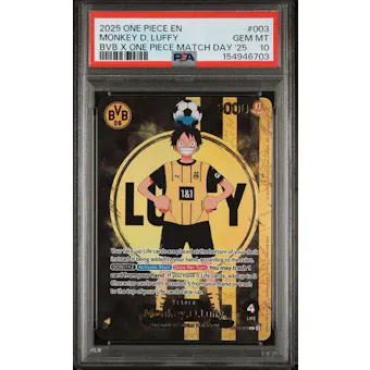 2025 One Piece Monkey D Luffy BVB Borussia Dortmund Match Day Promo #003 PSA 10
