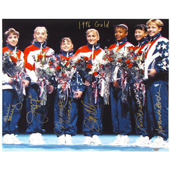 1996 USA Womens Gold Metal Olympic Gymnastics Team Signed 16X20 Photo (Leaf COA)