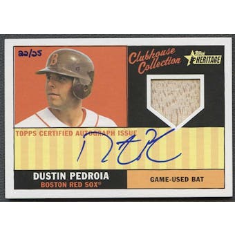 2010 Topps Heritage Clubhouse Collection Relic Autographs #DP Dustin Pedroia Bat Auto 22/25
