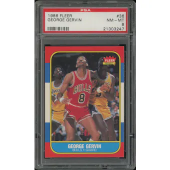 1986/87 Fleer Basketball #36 George Gervin PSA 8 (NM-MT)