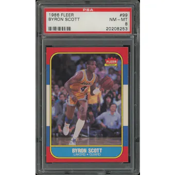 1986/87 Fleer Basketball #99 Byron Scott Rookie PSA 8 (NM-MT)