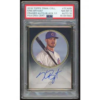 2016 Topps Transcendent #TCAKB Kris Bryant Framed Auto Black 1/1 PSA 8 Auto 10 *1650 (Reed Buy)