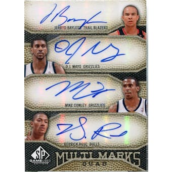2009-10 SP Game Used Quad Auto Jerryd Bayless Conley O.J. Mayo Derrick Rose /50