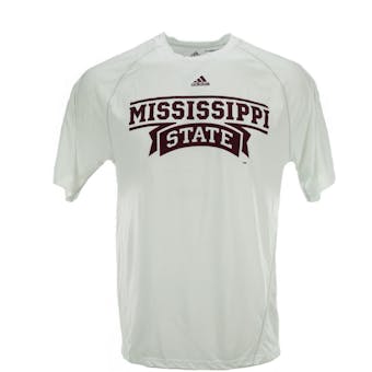 Mississippi State Bulldogs Adidas White Climalite Performance Tee Shirt (Adult M)