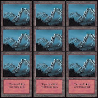 Magic the Gathering Alpha 9x LOT Mountain (Ver 2) - SLIGHT PLAY (SP)
