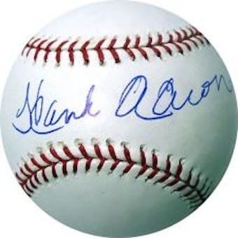 Hank Aaron Autographed Official Major League Baseball (Mounted Memories)