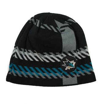 San Joes Sharks Old Time Hockey Black Bolgar Beanie Knit Hat (Adult OSFA)