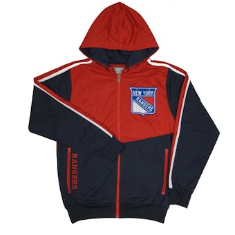 New York Rangers Old Time Hockey Chaser Navy & Red Full Zip Hoodie (Adult L)