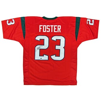 Arian Foster Autographed Houston Texans Custom Jersey - Red (Leaf COA)