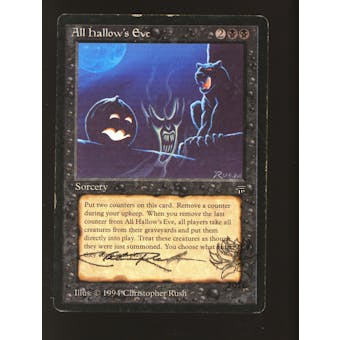 Magic the Gathering Legends All Hallow's Eve HEAVILY PLAYED (HP) Christopher Rush Lotus Auto Stamp