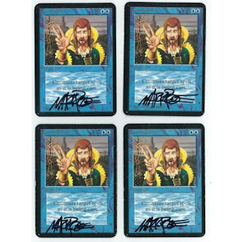 Magic the Gathering Alpha PLAYSET 4x Counterspell - SLIGHT/MODERATE PLAY (SP/MP) Artist Signed!