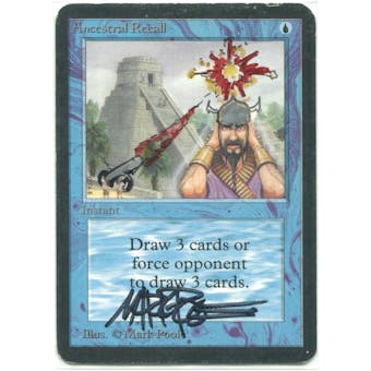 Magic the Gathering Alpha Single Ancestral Recall ARTIST ALTERED - MODERATE PLAY (MP)