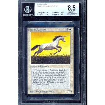 Magic the Gathering Alpha Pearled Unicorn BGS 8.5 (9, 8.5, 9, 8.5) Q++ Only .5 away from BGS 9 MINT