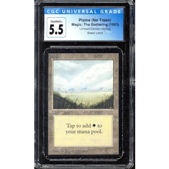 Magic the Gathering Alpha Plains (No Trees) CGC 5.5 MODERATELY PLAYED (MP)