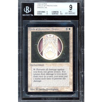 Magic the Gathering Alpha Circle of Protection: Green BGS 9 (9, 9, 9, 9.5) Q+