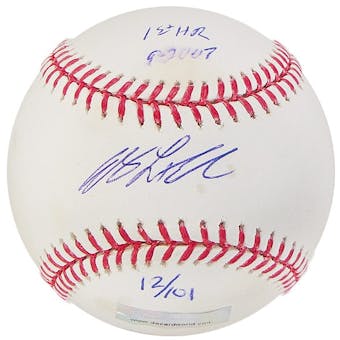 Andy LaRoche Autograph Baseball w/1st HR inscrip(Stained)(DACW COA)
