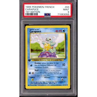 Pokemon Base Set French 1st Edition Squirtle Carapuce 63/102 PSA 9