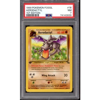 Pokemon Fossil 1st Edition Aerodactyl 16/62 PSA 7