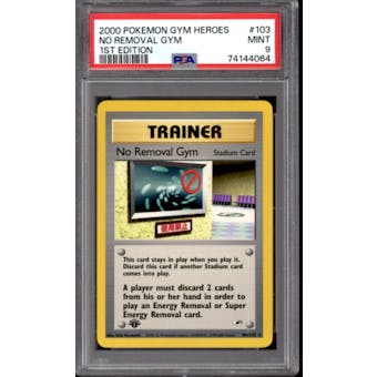 Pokemon Gym Heroes 1st Edition No Removal Gym 103/132 PSA 9
