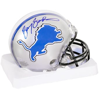 Barry Sanders Autographed Detroit Lions Mini Helmet (Mounted Memories)