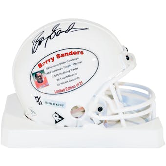 Barry Sanders Autographed Oklahoma State Mini Helmet LE/21 (UDA)