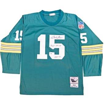 Bart Starr Autographed Green Bay Packers Throwback Jersey w/"MVP & HOF" Inscriptions (TriStar)
