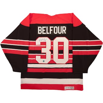 Ed Belfour Autographed Chicago Blackhawks Throwback CCM Jersey (AJ's Sportsworld)