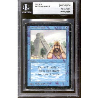 Magic the Gathering Beta Ancestral Recall BGS AA Authentic Altered - Heavily Played (HP) Inked