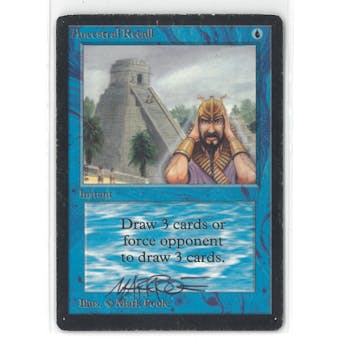 Magic the Gathering Beta Single Ancestral Recall MARK POOLE SIGNED - MODERATE PLAY (MP)