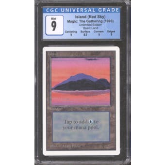 Magic the Gathering Unlimited Island (Red Sky) CGC 9