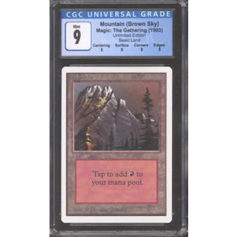 Magic the Gathering Unlimited Mountain (Brown Sky) CGC 9