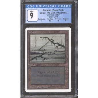 Magic the Gathering Unlimited Swamp (Gray Tint) CGC 9